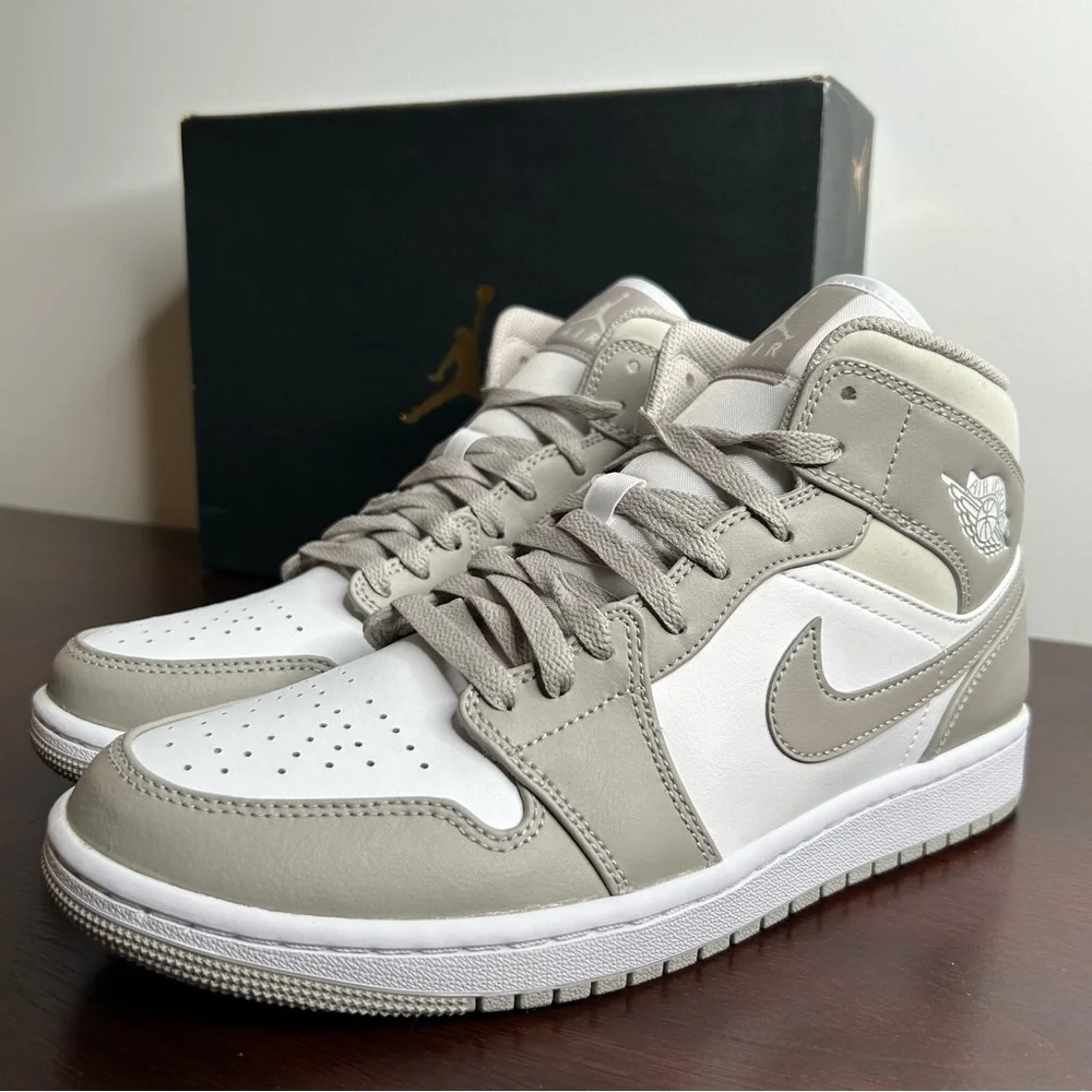Nike Air Jordan 1 Mid Linen College Grey/Light Bone (8.5M/10W)